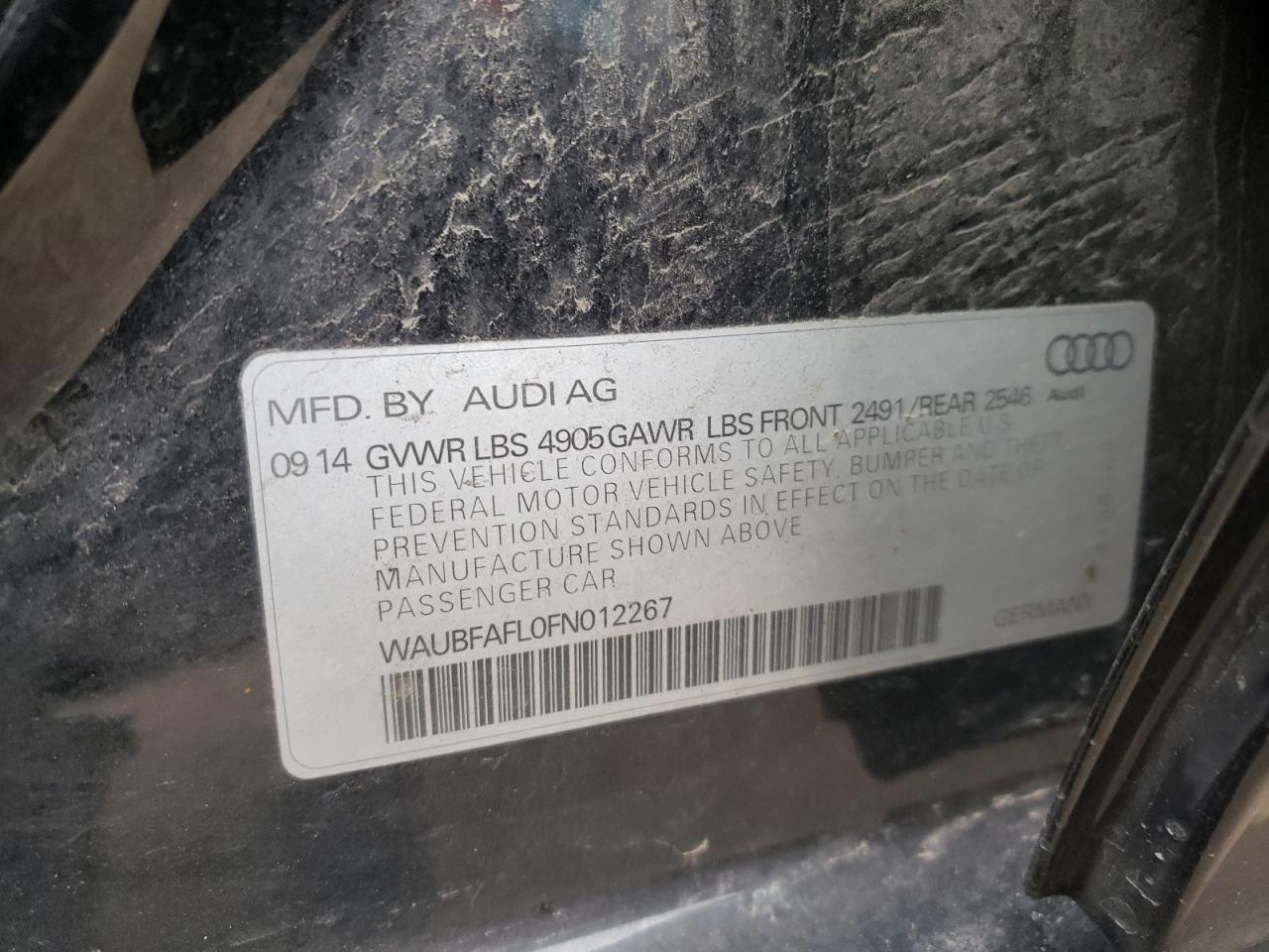 صورة رقم 10 من المزاد - 2015 AUDI A4 PREMIUM مع VIN WAUBFAFL0FN012267