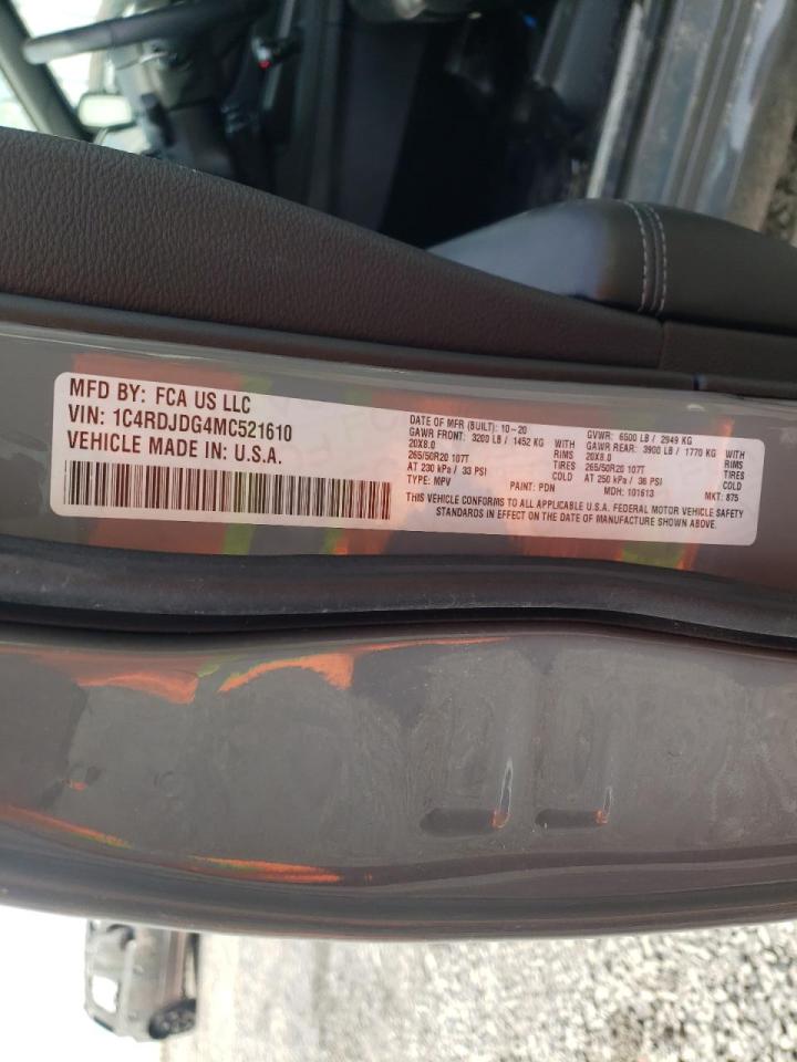 Photo 10 from auction – 2021 DODGE DURANGO GT with VIN 1C4RDJDG4MC521610
