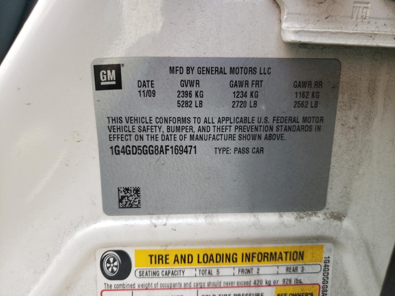 Photo 18 from auction – 2010 BUICK LACROSSE C with VIN 1G4GD5GG8AF169471