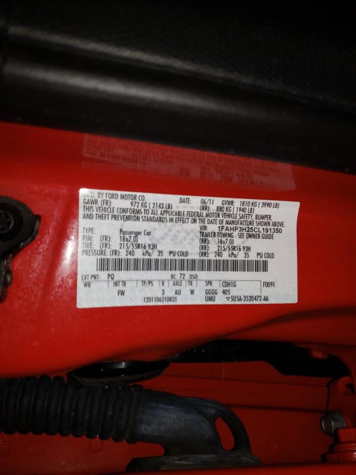 Photo 10 from auction – 2012 FORD FOCUS SEL with VIN 1FAHP3H25CL191350