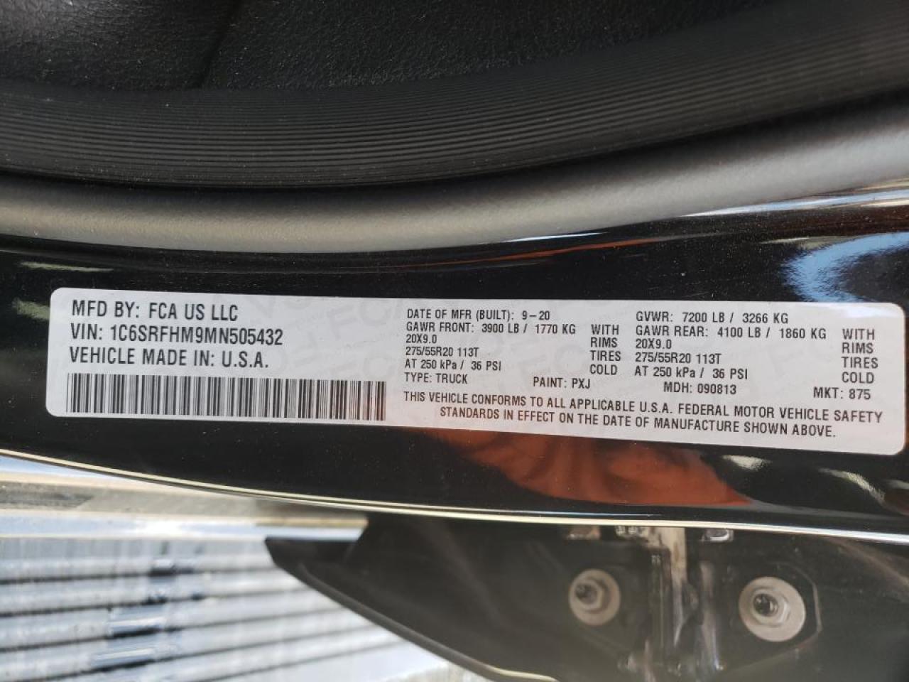 Photo 10 from auction – 2021 RAM 1500 LIMIT with VIN 1C6SRFHM9MN505432