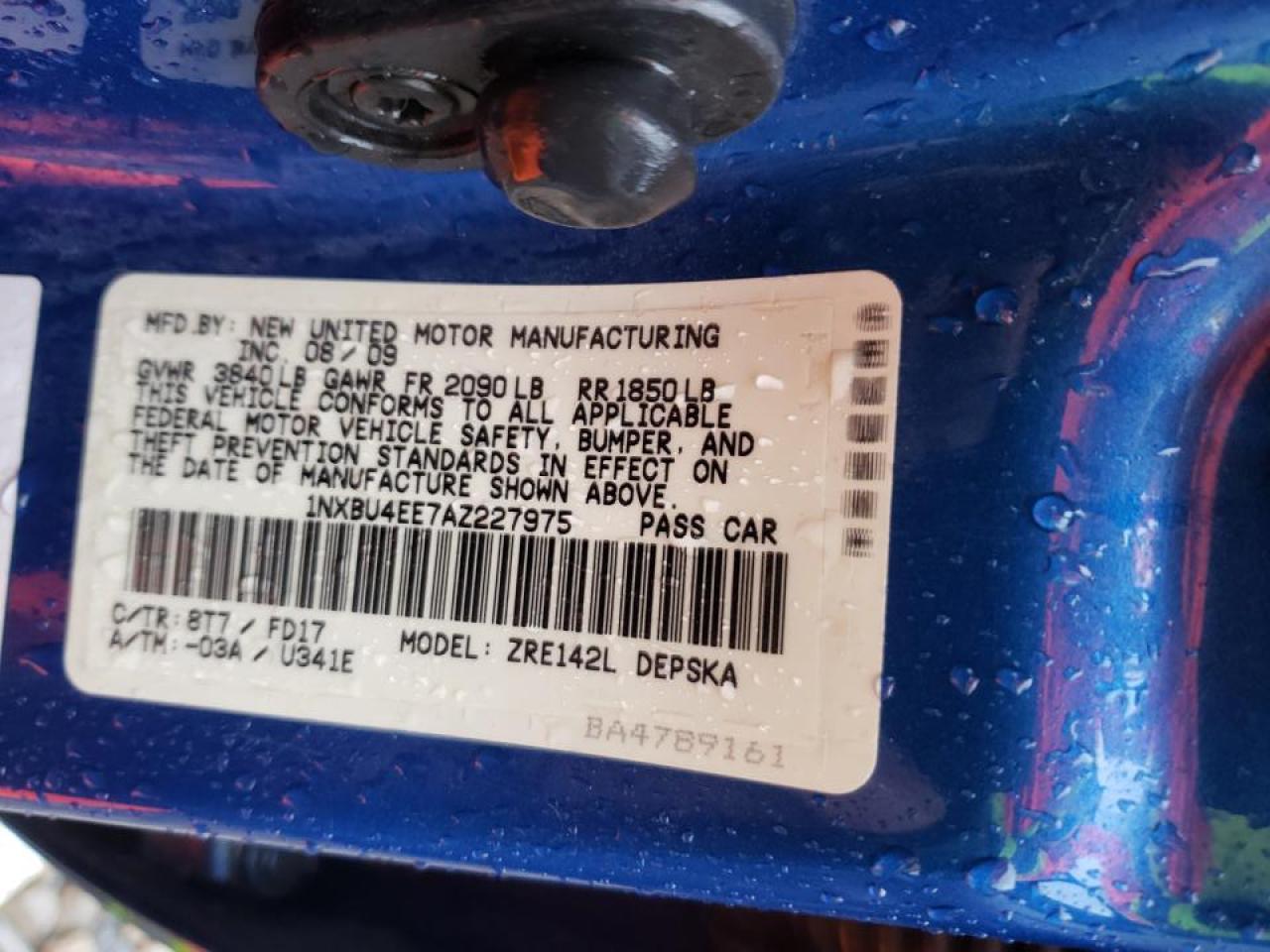 Photo 10 from auction – 2010 TOYOTA COROLLA with VIN 1NXBU4EE7AZ227975