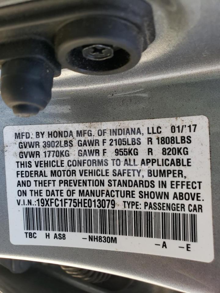 Photo 10 from auction – 2017 HONDA CIVIC EXL with VIN 19XFC1F75HE013079