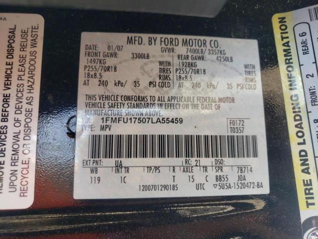 Photo 10 from auction – 2007 FORD EXPEDITION with VIN 1FMFU17507LA55459