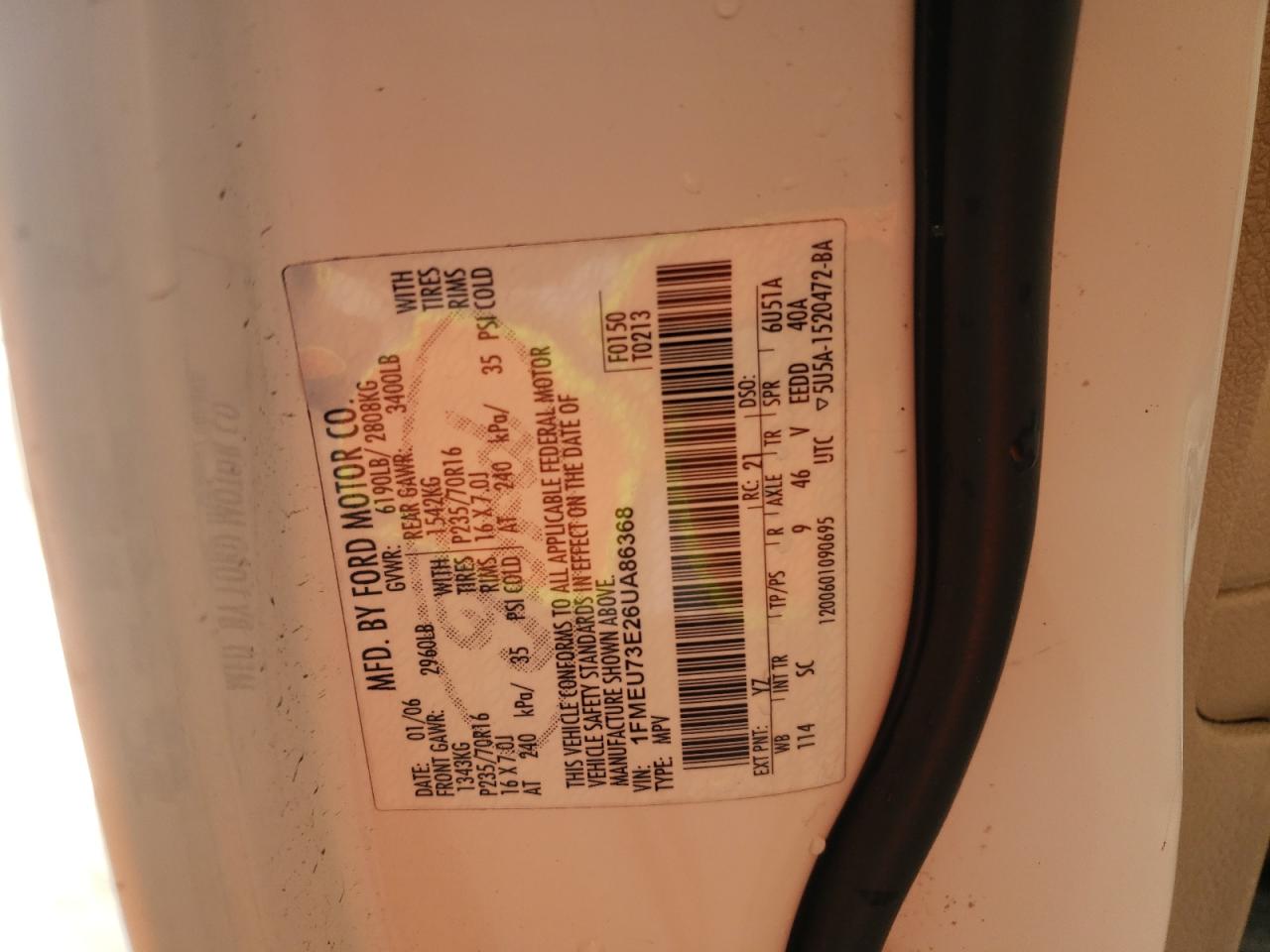 Photo 10 from auction – 2006 FORD EXPLORER X with VIN 1FMEU73E26UA86368