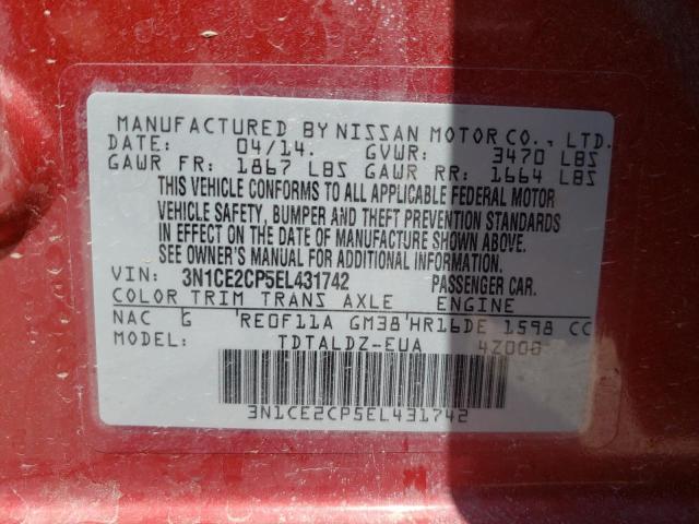 NISSAN VERSA NOTE 2014 with VIN 3N1CE2CP5EL431742 - Photo from auction