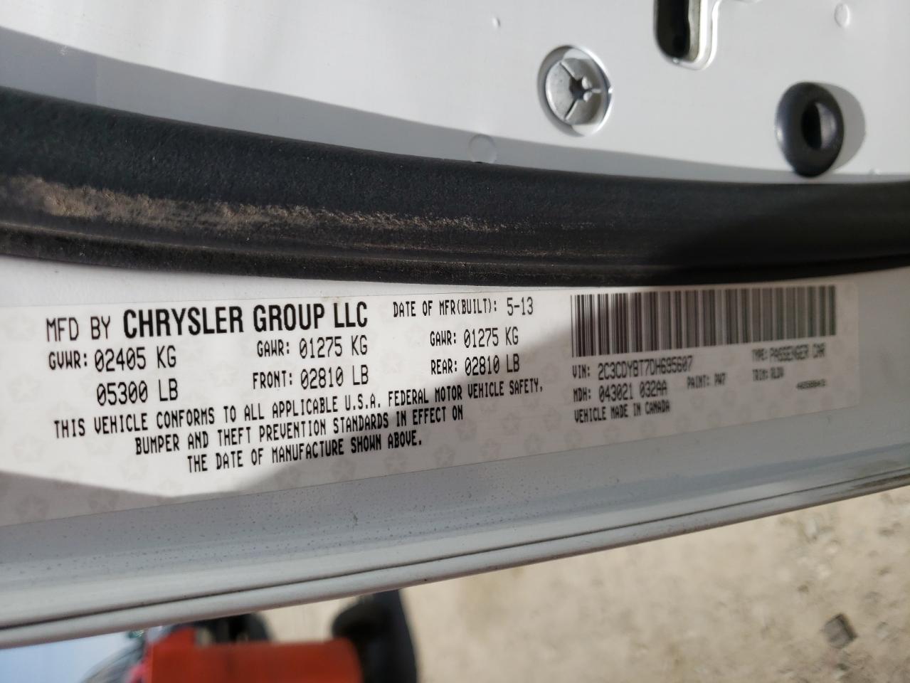 Photo 10 from auction – 2013 DODGE CHALLENGER with VIN 2C3CDYBT7DH695607