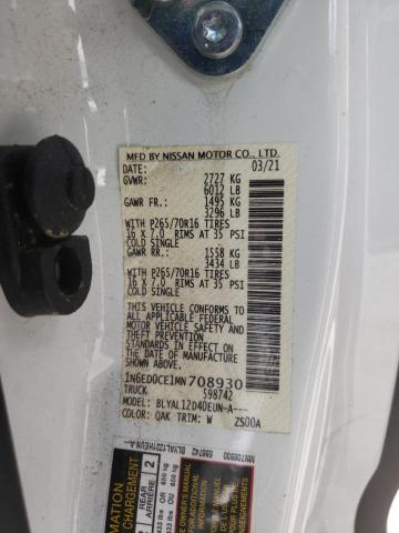 Photo 10 from auction – 2021 NISSAN FRONTIER S with VIN 1N6ED0CE1MN708930