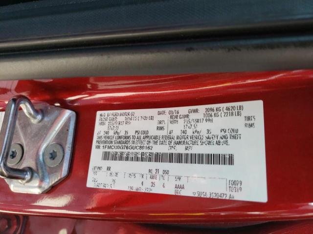 Photo 10 from auction – 2016 FORD ESCAPE SE with VIN 1FMCU0G76GUC89162