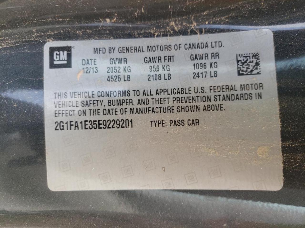 Фото 10 с аукциона – 2014 CHEVROLET CAMARO LS с VIN 2G1FA1E35E9229201