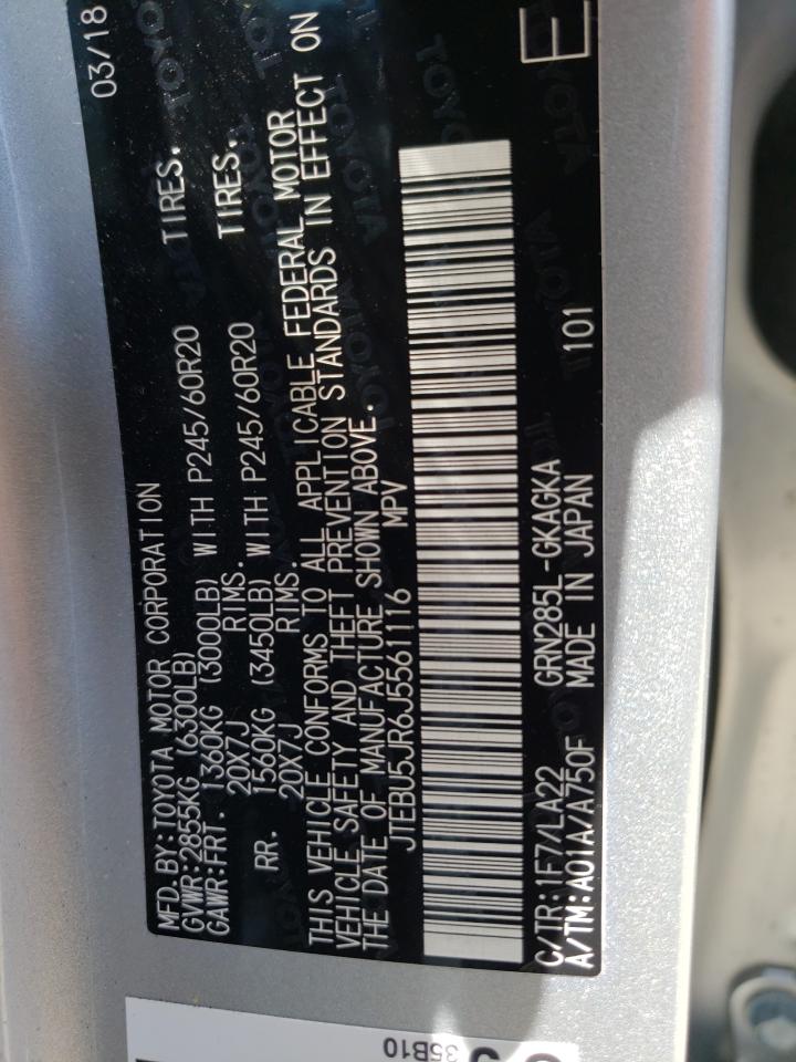 Photo 10 from auction – 2018 TOYOTA 4RUNNER SR with VIN JTEBU5JR6J5561116