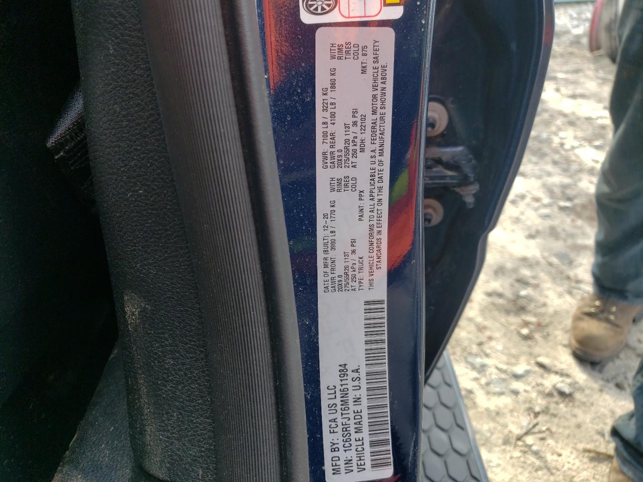 Photo 10 from auction – 2021 RAM 1500 LARAM with VIN 1C6SRFJT6MN611984