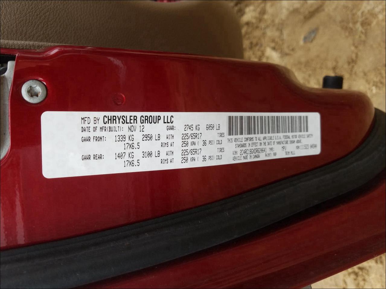 Photo 10 from auction – 2013 CHRYSLER TOWN & COU with VIN 2C4RC1BGXDR620641