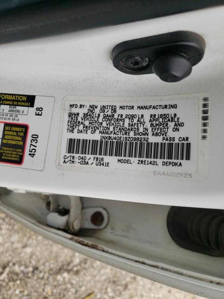 Photo 10 from auction – 2009 TOYOTA COROLLA BA with VIN 1NXBU40E19Z098232