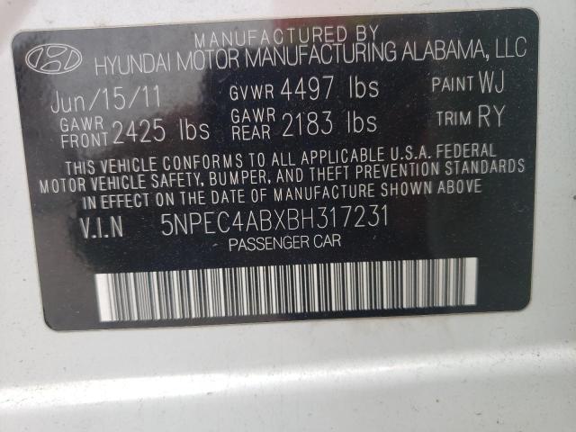 Photo 10 from auction – 2011 HYUNDAI SONATA SE with VIN 5NPEC4ABXBH317231