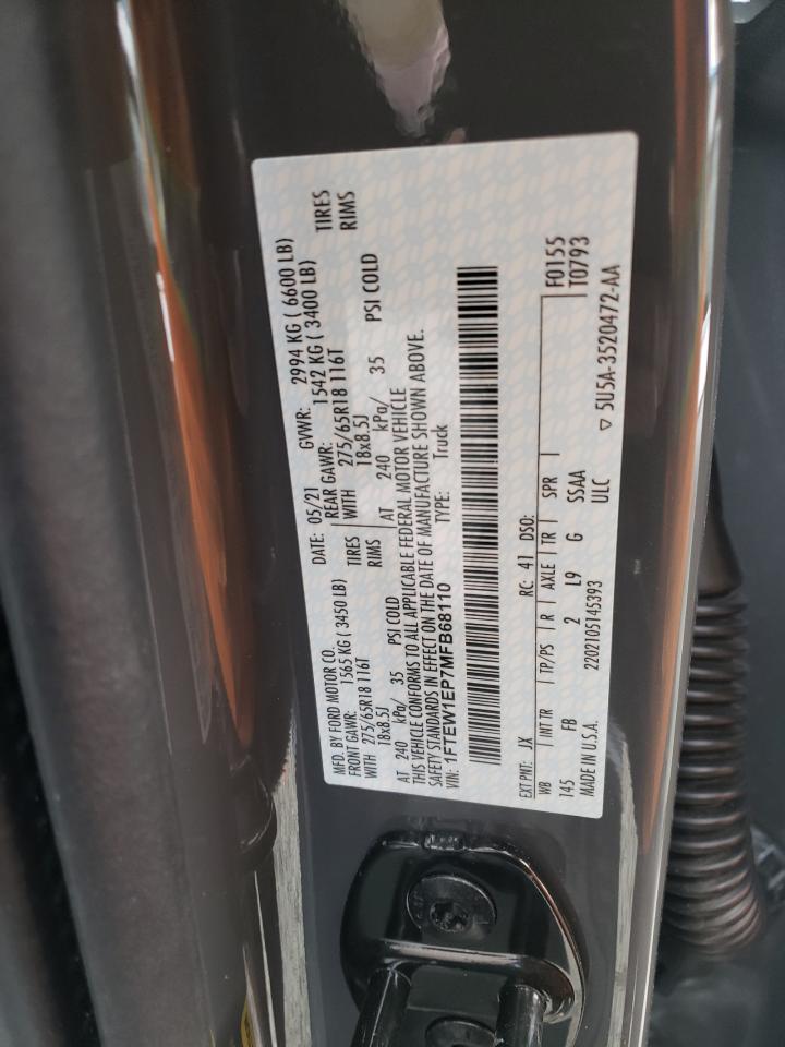 Photo 10 from auction – 2021 FORD F150 SUPER with VIN 1FTEW1EP7MFB68110