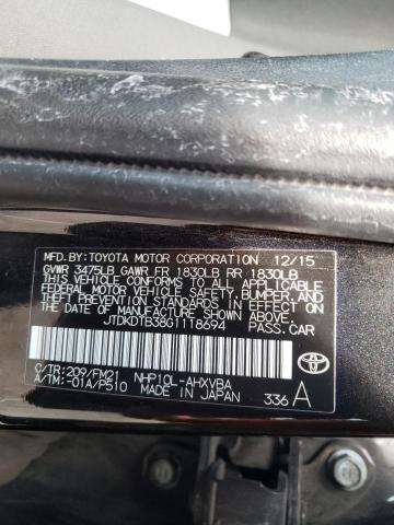 Photo 10 from auction – 2016 TOYOTA PRIUS C with VIN JTDKDTB38G1118694