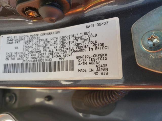 Photo 10 from auction – 2004 TOYOTA 4RUNNER SR with VIN JTEZU14R848011633