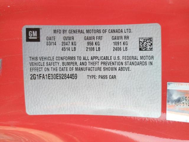 Photo 10 from auction – 2014 CHEVROLET CAMARO LS with VIN 2G1FA1E30E9284459