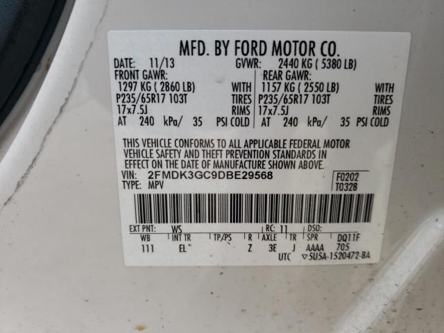 Photo 10 from auction – 2013 FORD EDGE SE with VIN 2FMDK3GC9DBE29568