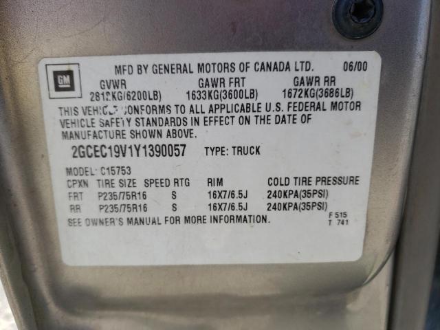 Photo 10 from auction – 2000 CHEVROLET 1500 SILVE with VIN 2GCEC19V1Y1390057