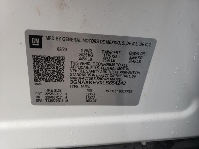 Photo 10 from auction – 2020 CHEVROLET EQUINOX LT with VIN 3GNAXKEV0LS654243