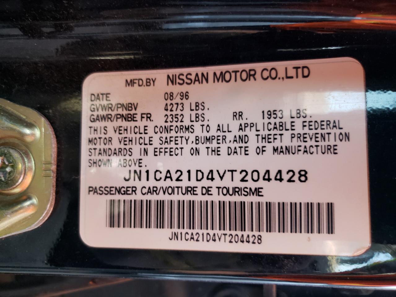 Photo 10 from auction – 1997 NISSAN MAXIMA GLE with VIN JN1CA21D4VT204428