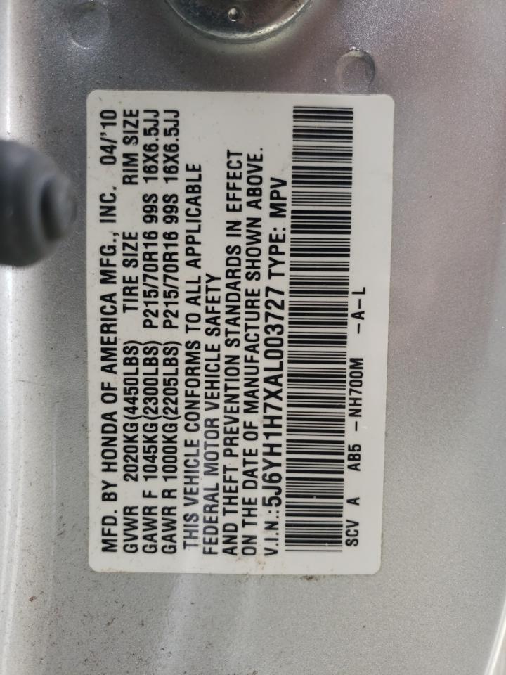 Photo 10 from auction – 2010 HONDA ELEMENT EX with VIN 5J6YH1H7XAL003727