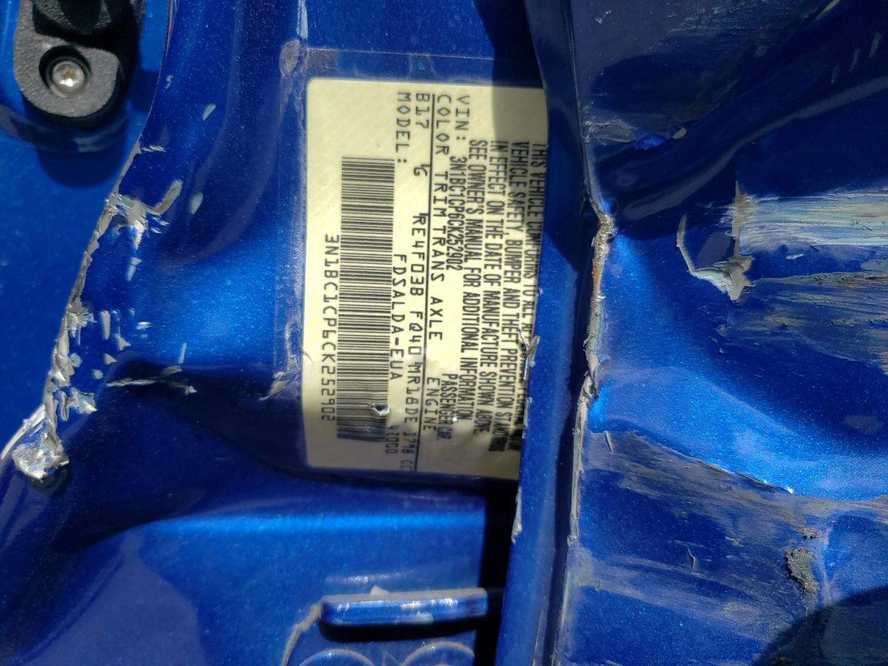 Photo 10 from auction – 2012 NISSAN VERSA S with VIN 3N1BC1CP6CK252902