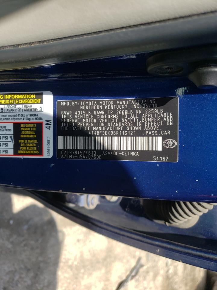 Photo 10 from auction – 2011 TOYOTA CAMRY BASE with VIN 4T4BF3EK9BR116121