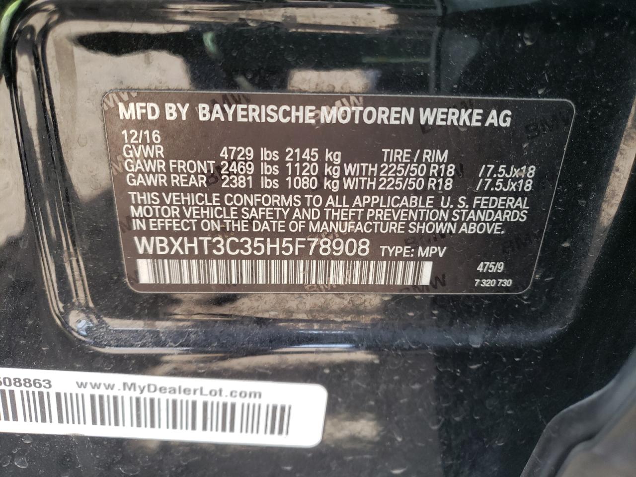 Photo 10 from auction – 2017 BMW X1 XDRIVE2 with VIN WBXHT3C35H5F78908
