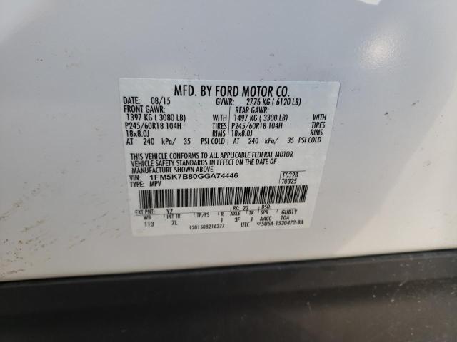 Photo 10 from auction – 2016 FORD EXPLORER with VIN 1FM5K7B80GGA74446