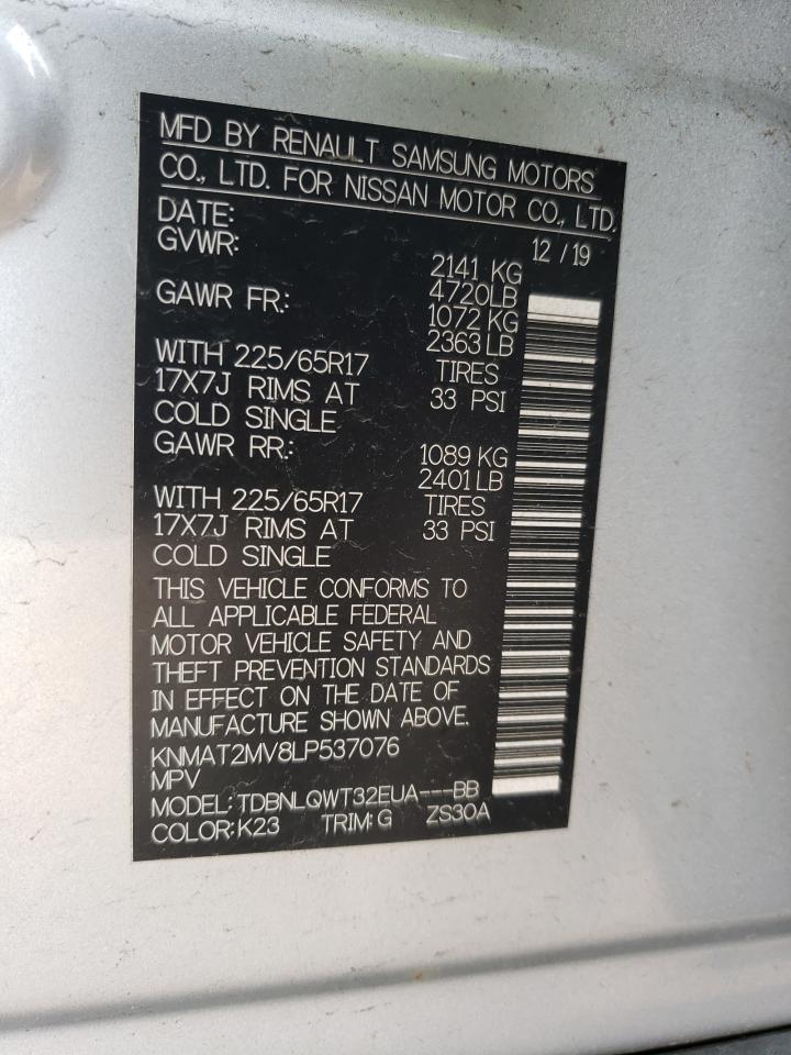 Photo 10 from auction – 2020 NISSAN ROGUE S with VIN KNMAT2MV8LP537076
