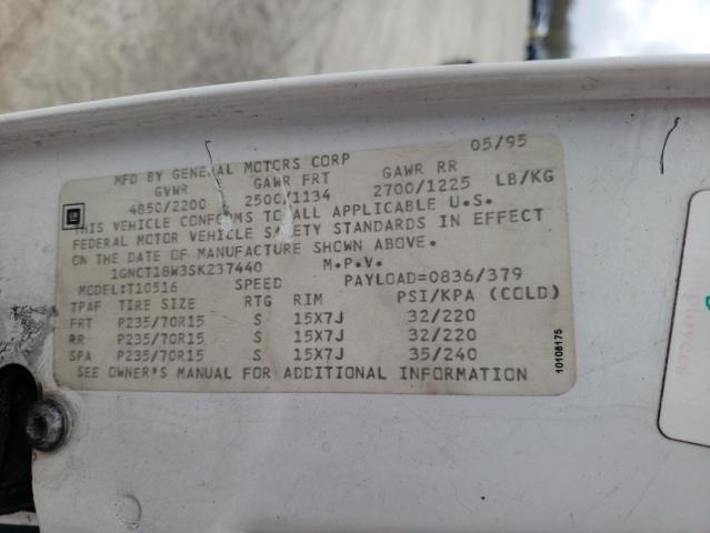 Photo 10 from auction – 1995 CHEVROLET BLAZER with VIN 1GNCT18W3SK237440