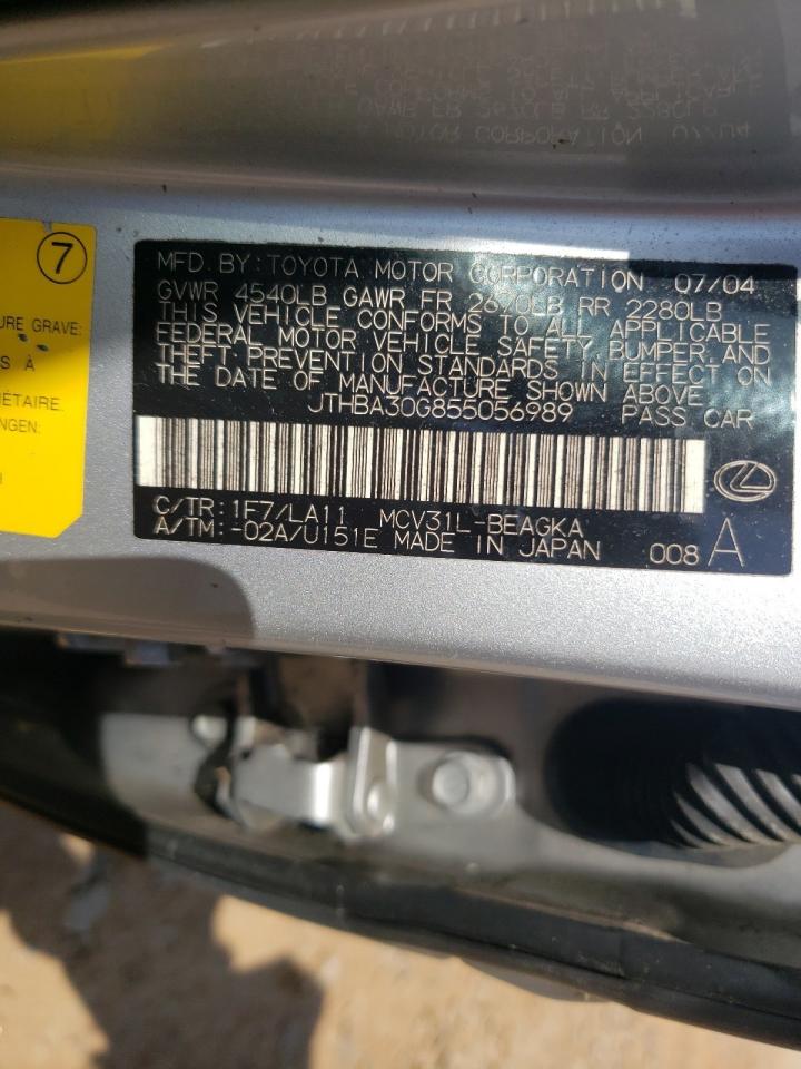 Photo 10 from auction – 2005 LEXUS ES 330 with VIN JTHBA30G855056989