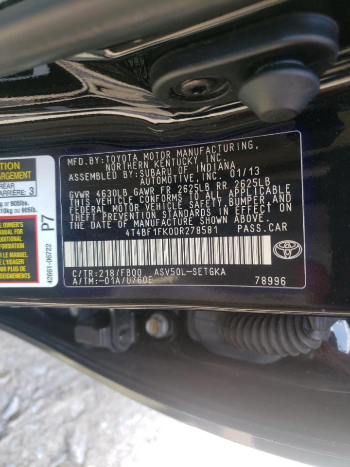 Photo 10 from auction – 2013 TOYOTA CAMRY L with VIN 4T4BF1FK0DR278581