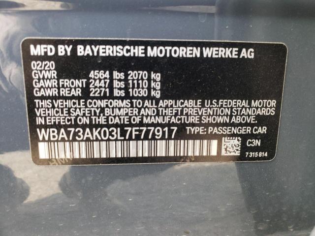 Photo 10 from auction – 2020 BMW 228XI with VIN WBA73AK03L7F77917