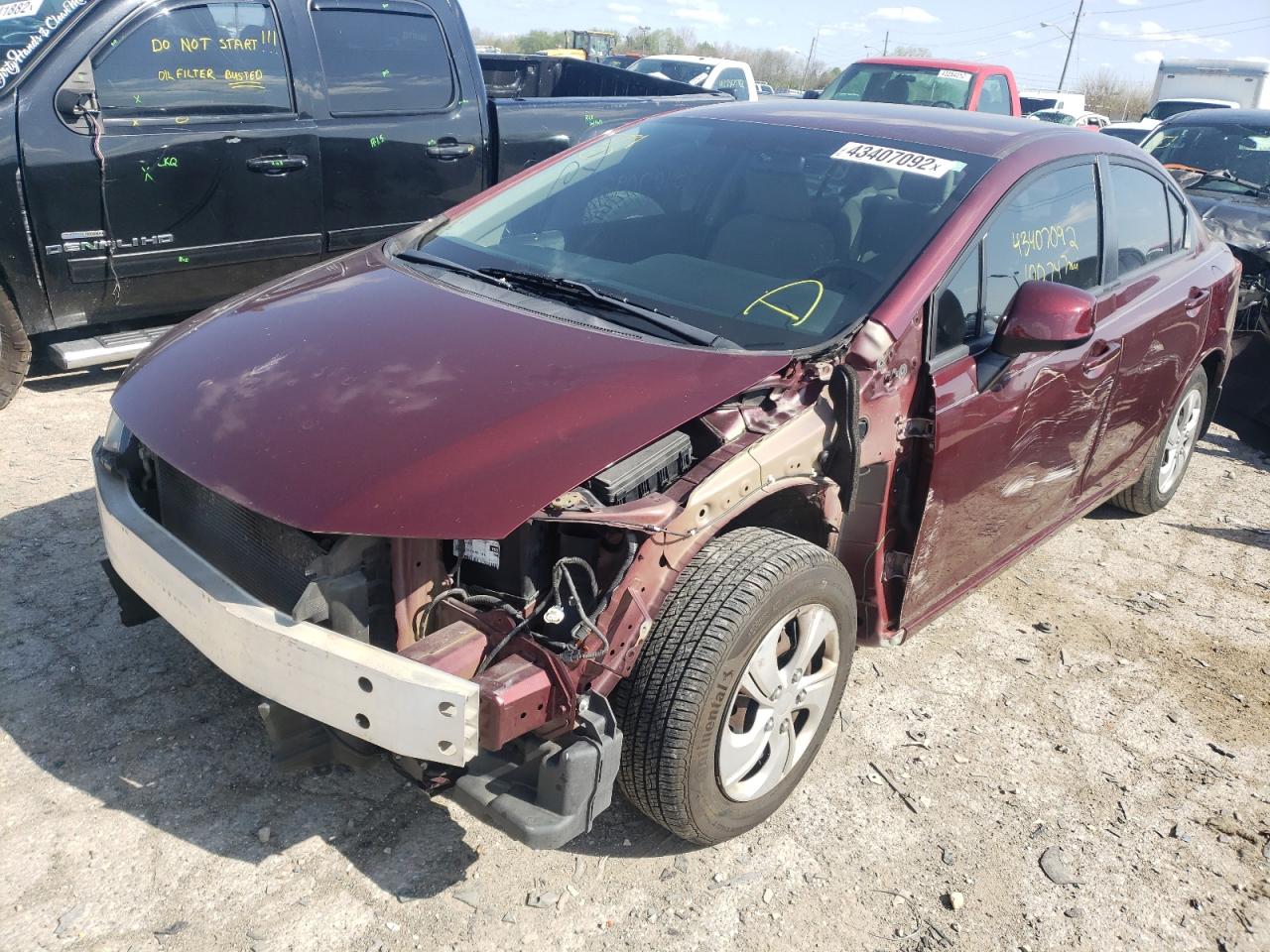 Photo 2 from auction – 2013 HONDA CIVIC LX with VIN 2HGFB2F54DH583310