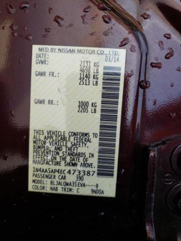 Photo 10 from auction – 2014 NISSAN MAXIMA S with VIN 1N4AA5AP4EC473387