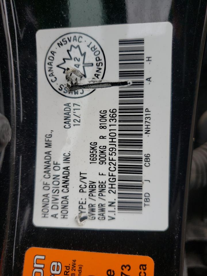 Photo 10 from auction – 2018 HONDA CIVIC LX with VIN 2HGFC2F59JH011366