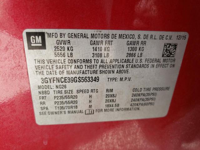 Photo 10 from auction – 2016 CADILLAC SRX PERFOR with VIN 3GYFNCE39GS563349