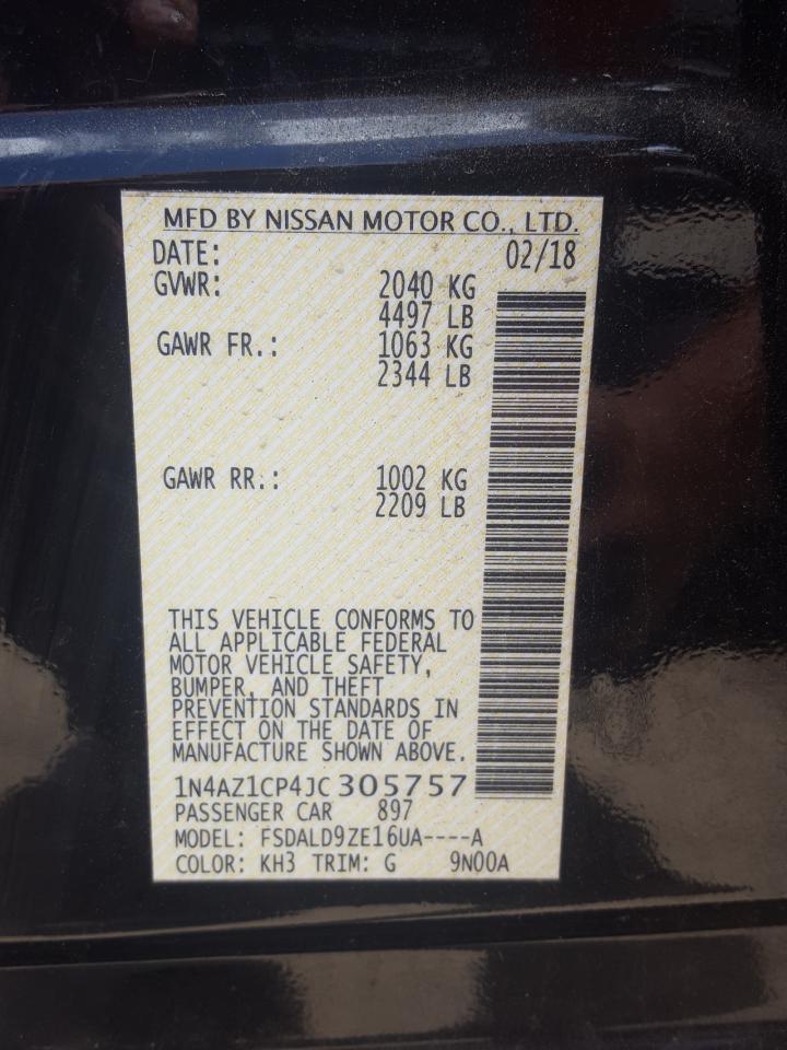 Photo 10 from auction – 2018 NISSAN LEAF S with VIN 1N4AZ1CP4JC305757
