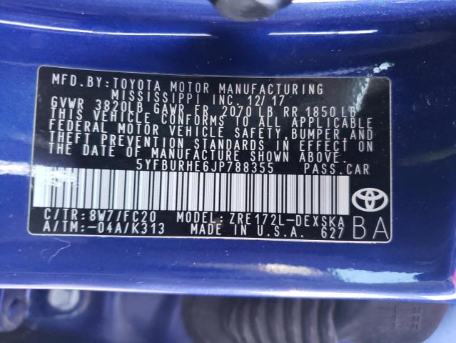 Photo 10 from auction – 2018 TOYOTA COROLLA L with VIN 5YFBURHE6JP788355