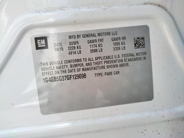 Photo 10 from auction – 2016 BUICK LACROSSE with VIN 1G4GB5G37GF129698