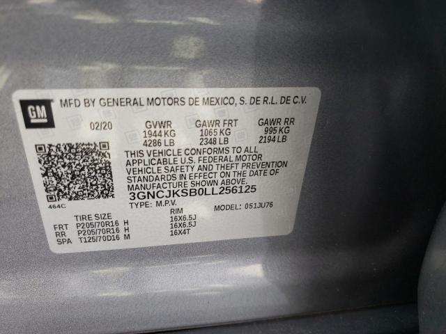Photo 10 from auction – 2020 CHEVROLET TRAX LS with VIN 3GNCJKSB0LL256125