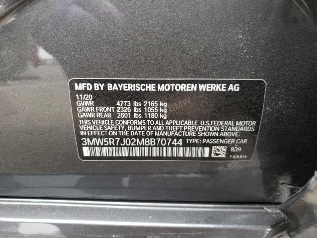 Photo 7 from auction – 2021 BMW 330XI with VIN 3MW5R7J02M8B70744