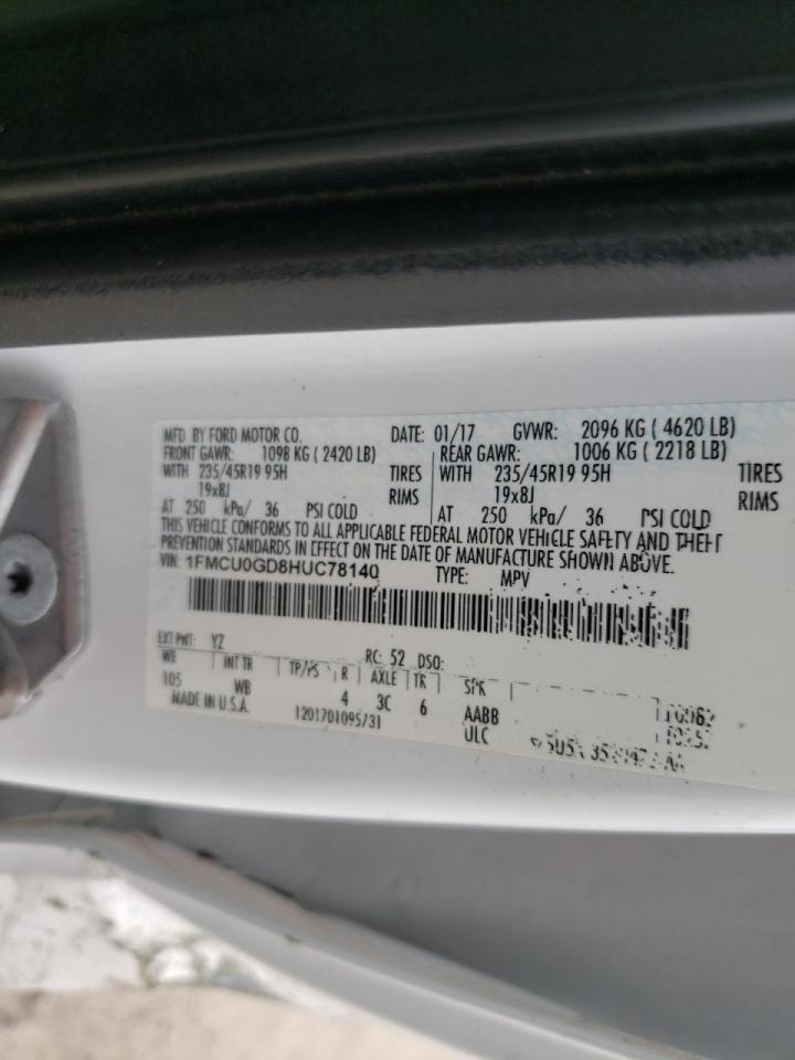 Photo 10 from auction – 2017 FORD ESCAPE SE with VIN 1FMCU0GD8HUC78140