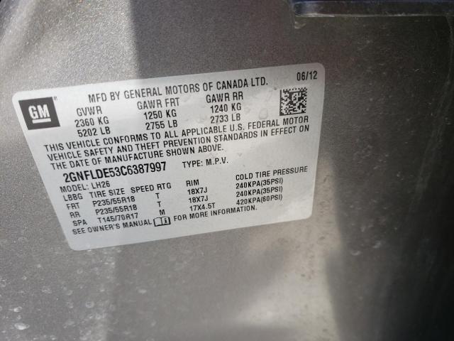 Photo 10 from auction – 2012 CHEVROLET EQUINOX LT with VIN 2GNFLDE53C6387997