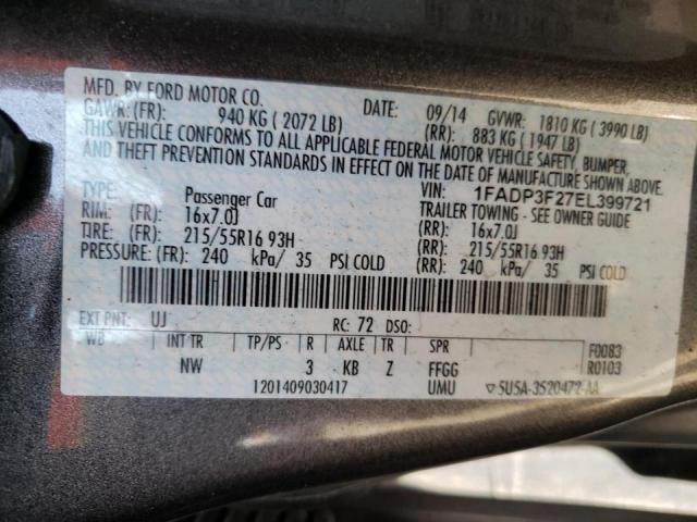 Photo 10 from auction – 2014 FORD FOCUS SE with VIN 1FADP3F27EL399721