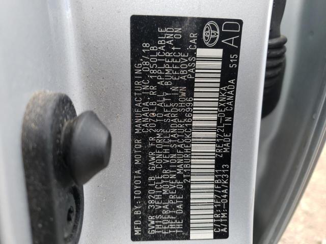 Photo 10 from auction – 2019 TOYOTA COROLLA L with VIN 2T1BURHE0KC166996